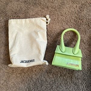 Authentic Jacquemus Le Chiquito Croc-Embossed Top-Handle Bag in Green